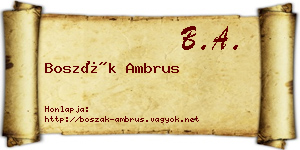 Boszák Ambrus névjegykártya