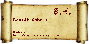 Boszák Ambrus névjegykártya